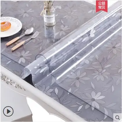 

Soft glass PVC tablecloth waterproof anti-scalding oil-proof disposable plastic transparent table mat coffee table cloth