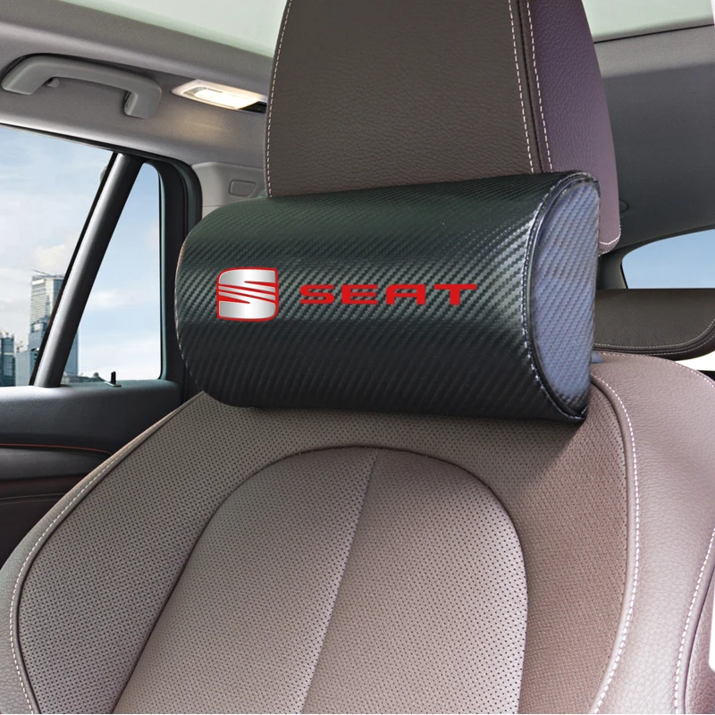 

Car neck pillows both side pu leather single headrest fit for Seat Leon 2 FR+ Ibiza Cupra Altea Belt Racing