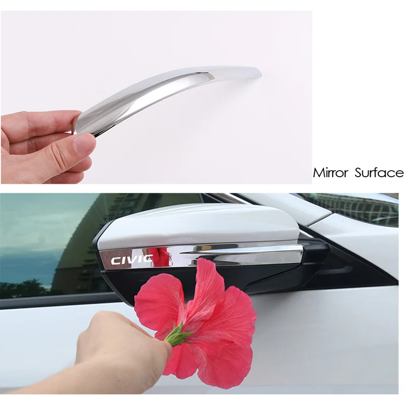 Auto Car Styling Stainless Steel Rearview Mirror Trims Stickers For Honda Civic 10th Civic Accessories - Название цвета: Silver