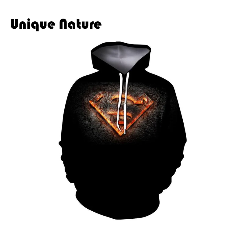 Unique Nature 2018 New Hot sales Cool Black Hooded Sweatshirts 3D printing Fashion Hoodies Hooded Long Sleeve Tops Plus Size 3XL