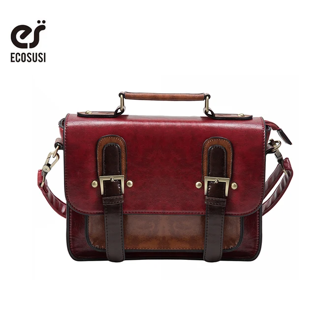 Ecosusi Vintage Satchel Women Messenger Bags Retro Briefcase Ecosusi Vintage Satchel Women Messenger Bags Retro Briefcase Crossbody Top Quality Leather Handbags