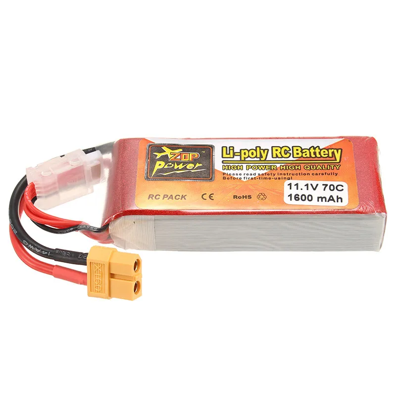 

ZOP Power 11.1V 1600mAh 70C 3S Lipo Battery XT60 Plug Connector For FPV Quadcopter RC Camera Drones Accessories Accs Spare Parts