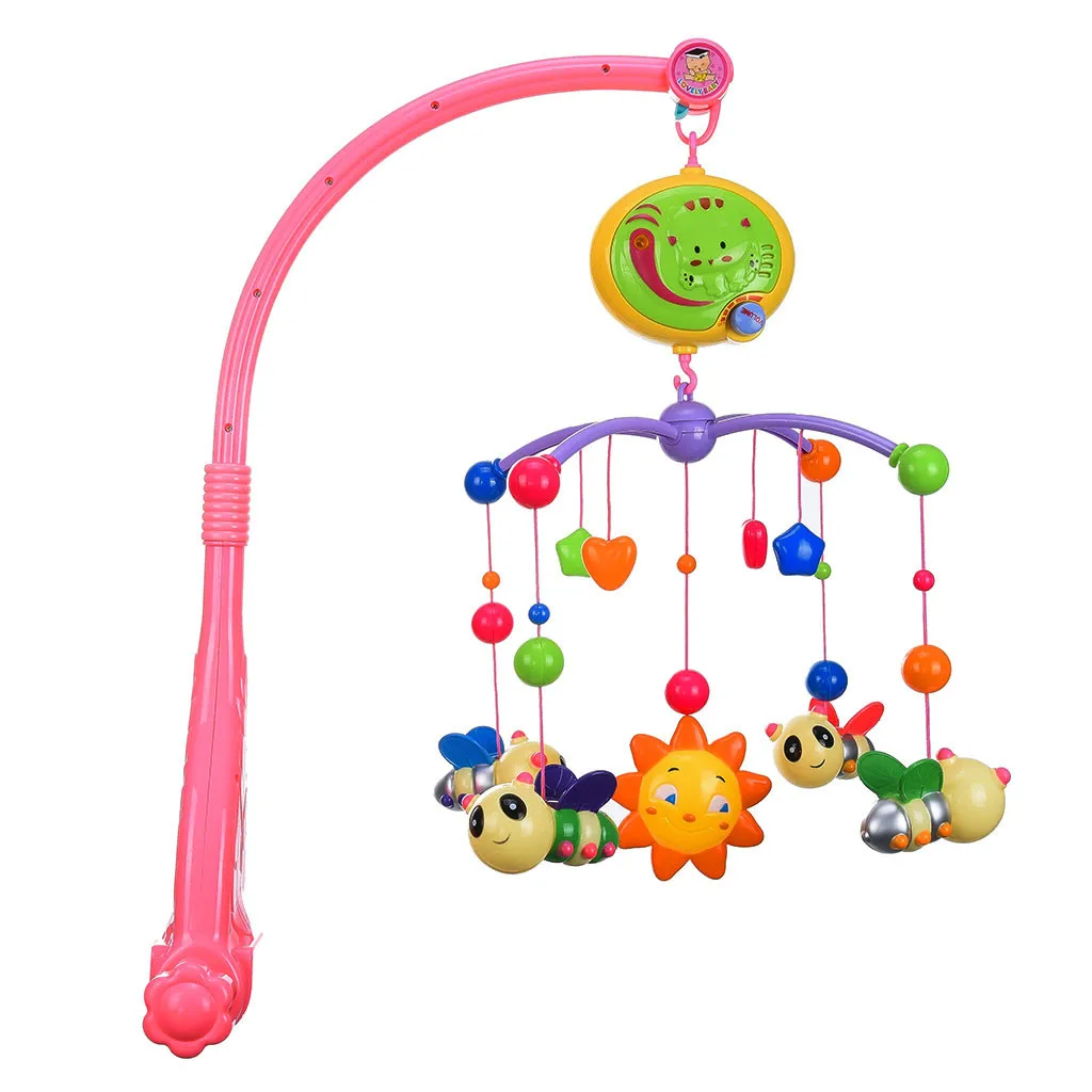 Детские игрушки, детская музыкальная кроватка, музыкальное украшение, игрушка, висящий вращающийся колокольчик с мелодиями, двойного назначения, детские игрушки для сна - Цвет: Pink
