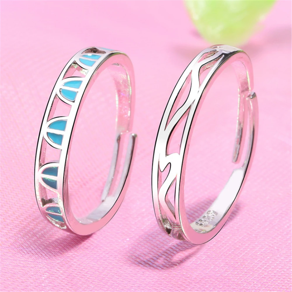

Free shipping my orders 925 sterling sliver couple lovers' adjustable ring hollow geometric summer accessories women GMNR233