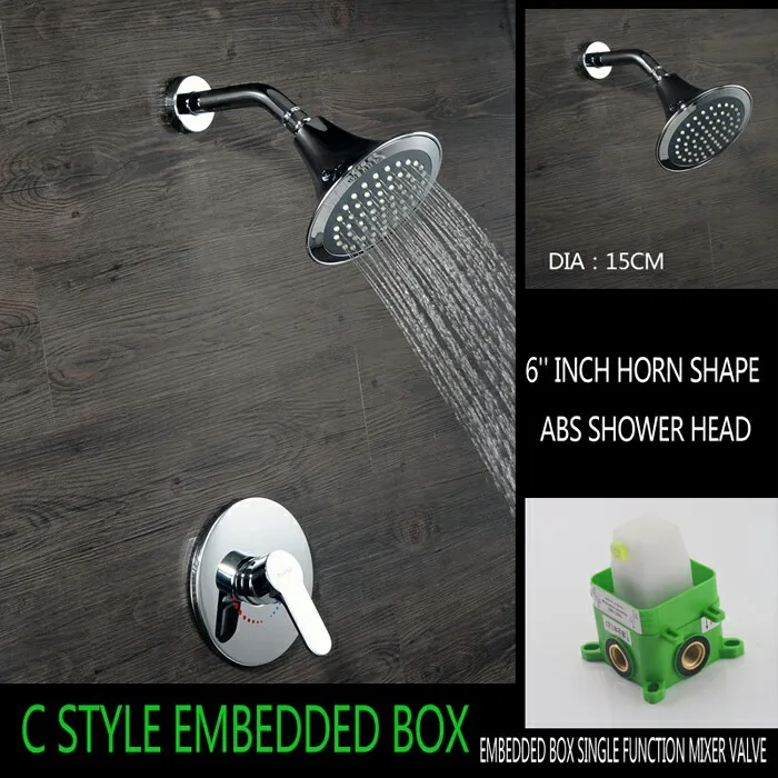 Роскошный латунный хромированный смеситель различных функций, встроенный в коробку клапан-смеситель, скрытый душевой набор, кран, Товары для ванной комнаты - Цвет: Embedded Box C Style