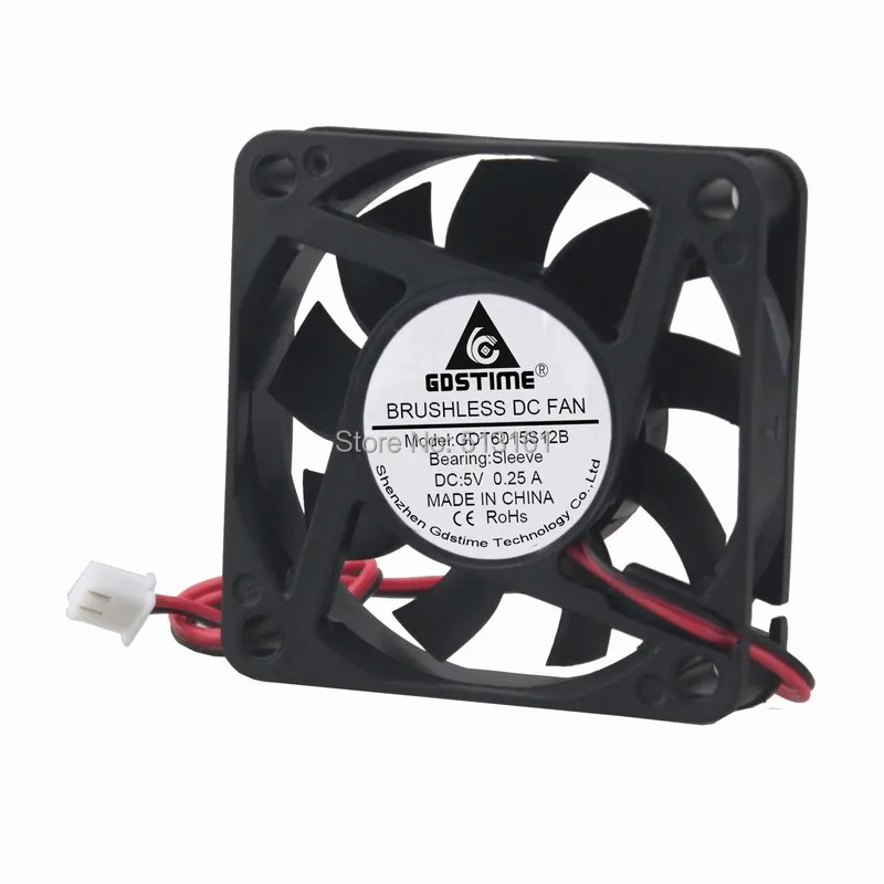 

5PCS Gdstime 60x60x15mm DC 5V 2 Pin 60mm Cooler Brushless Axial PC CPU Case Cooling Fan 6015