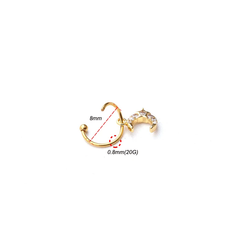 1 шт. 0,8x8x2 мм бесшовное нательное пирсинг-кольцо для носа ювелирное Золотое серебрянное кольцо черная хирургическая сталь Регулируемая вручную
