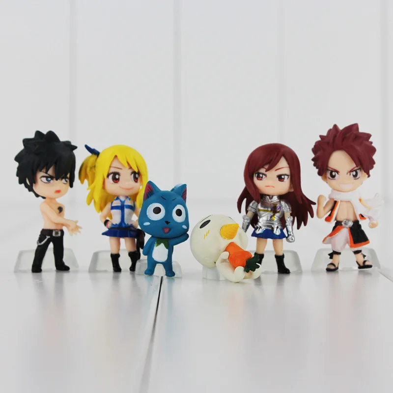 Fairy Tail - Chibi Team Natsu 6pcs/set Figure and Keychain Pendant