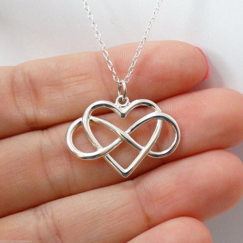 Fashion Womens Silver Plated Infinity Love Pendant Chain Necklace Jewelry