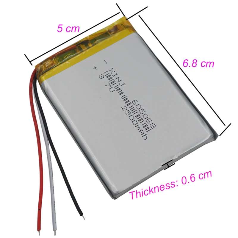 XINJ 3 7 V 2500 mAh провода для термистор литий полимерный аккумулятор 605068 камеры