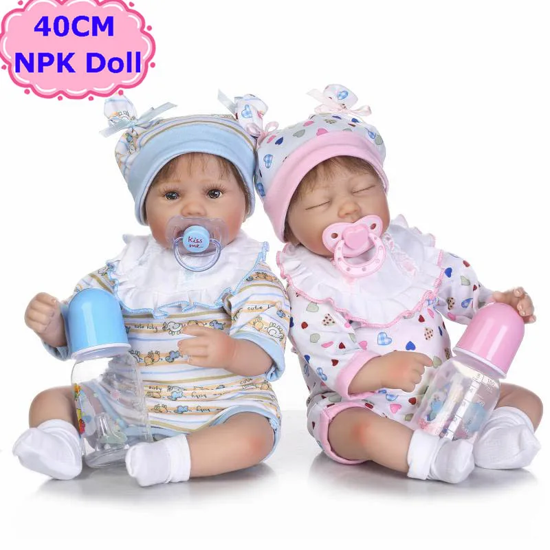 

Kawaii 16"NPK Baby Reborn Dolls Alive Soft Silicone Cloth Body Newborn Bebe Toys Kids Early Education Toys Girls Playmate Boneca