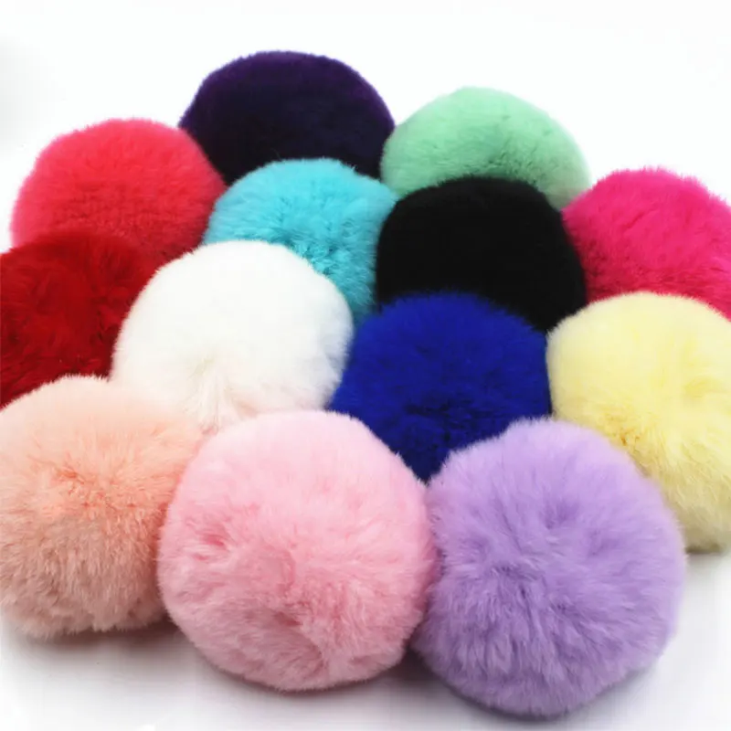 

8CM Pompom No Key Ring Bunny Fluffy Keychain Pom Pom Bulb Woman Bag Artificial Rabbit Hair Ball Wool Fur Keyrings