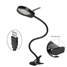 USB Plug LED Light Lamp Reading 3x 10x Large Lens Magnifying Glass Magnifier Clip-on Table Top Desk with LED Table Lamp-Black led desktop magnifier 3x 10x magnifying glass dimmable light magnifier for industry factory for reading repairing table lamp