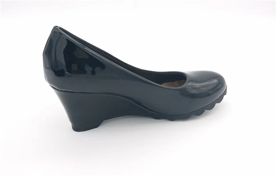 LIN KING/модные женские туфли-лодочки на танкетке; ботильоны из искусственной кожи без шнуровки; обувь на платформе с круглым носком; женские нескользящие офисные туфли