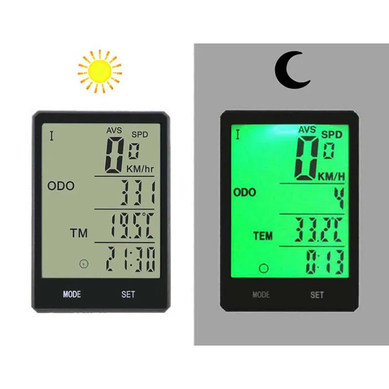 Велоспорт велосипед компьютер 2," Большой Экран Скорость ometer Температура Водонепроницаемый спортивный секундомер Скорость одометром