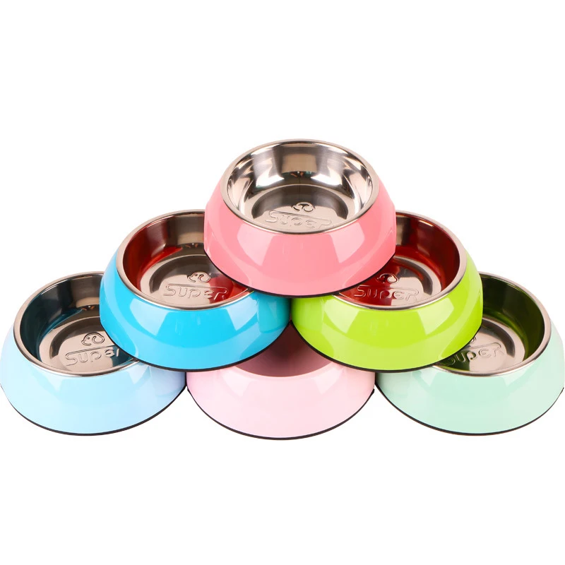 Dog Bowl Pet Products Stainless Steel Dog Bowl Anti skid Colorful