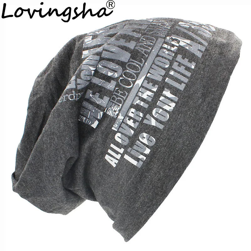 

LOVINGSHA Fashion Letter New Hip Pop For Men Women velvet thickening double layer Warm Skullies & Beanies Autumn Winter Cap