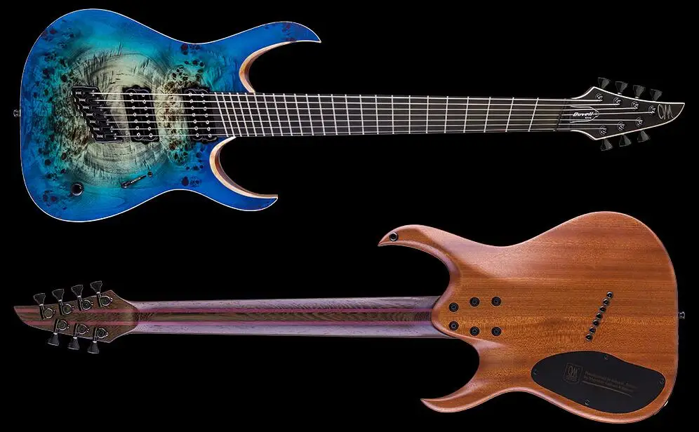 2018 calidad superior guitarra personalizada Mayones 7 cuerdas V trastes  para guitarra multiescala 25,4 \