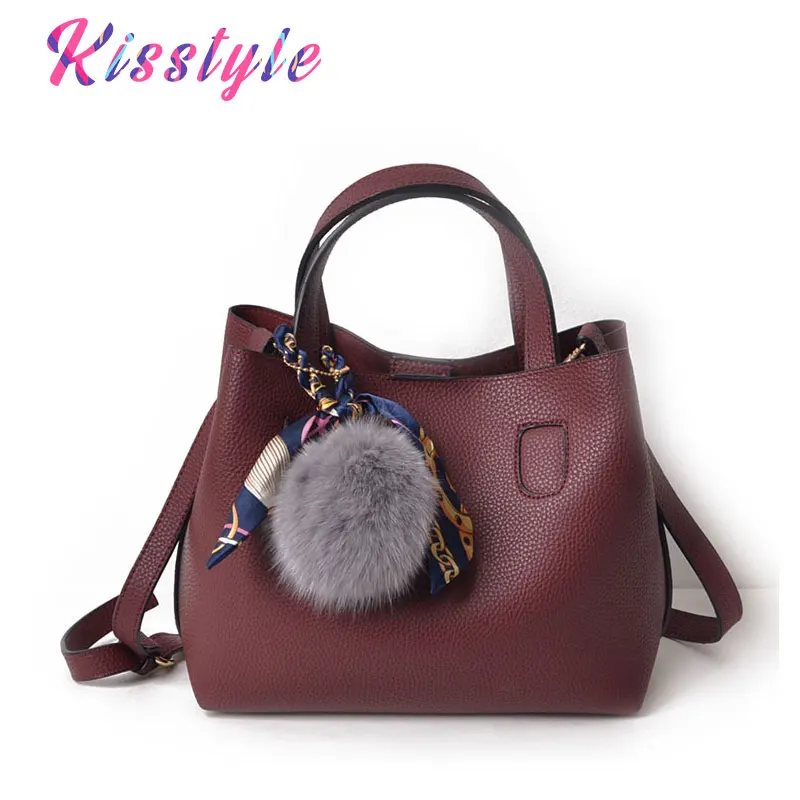 

Kisstyle Fashion Soft PU Leather Women Handbag 2pcs/set Female Shoulder Bag Large Capacity Lady Messenger bag Casual Women Bag