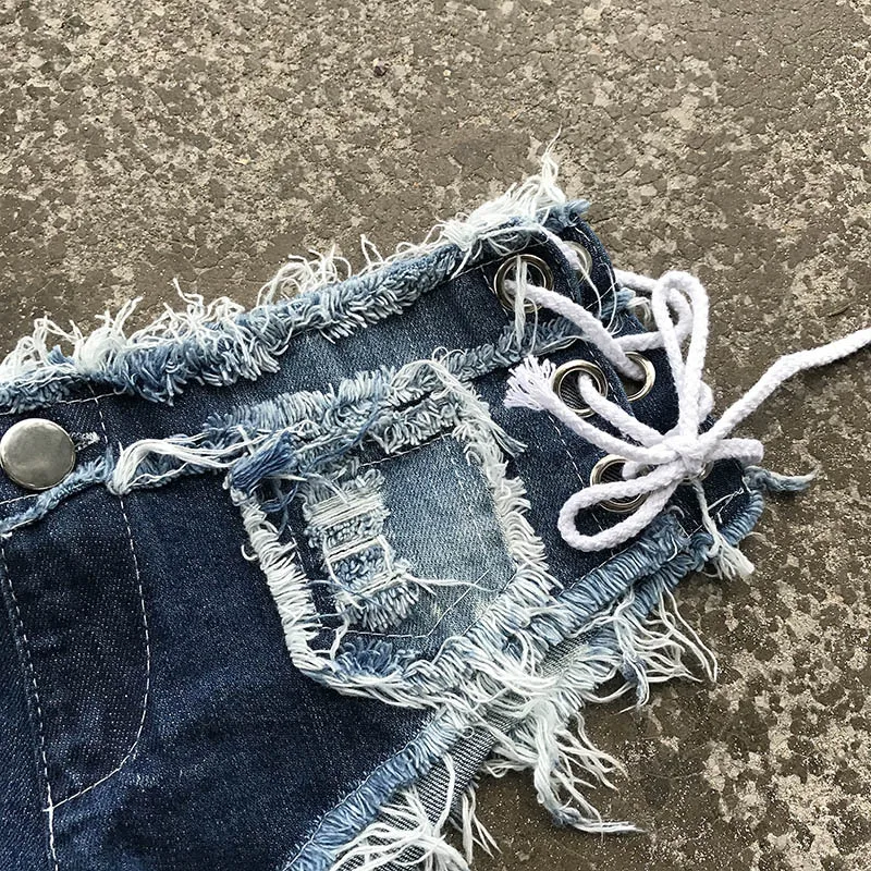 2018 новые летние женские джинсы твердые старый, лук талии волосатые края ночной клуб пикантные шорты промывают повязку