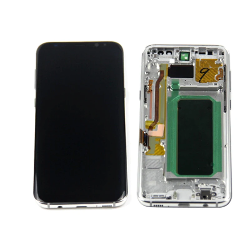 ЖК-дисплей Burn-Shadow S8 с рамкой для SAMSUNG Galaxy S8 G950 G950F дисплей S8 Plus G955 G955F сенсорный экран дигитайзер - Цвет: S8P WITH SILVERFRAME