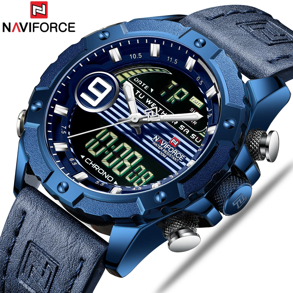 Часы наручные NAVIFORCE Мужские кварцевые модные брендовые Роскошные