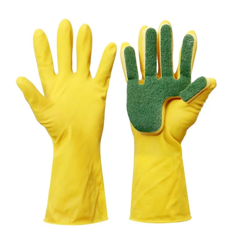

Gloves Kitchen Clean Dish washing Reusable Scouring Pad Sponge Finger Latex Gloves Household Gloves