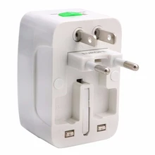 GEUMXL World зарядное устройство адаптер все в одном Путешествия AC адаптер питания конвертер в США/Великобритании/ЕС/AU розетка электрическая 2 USB