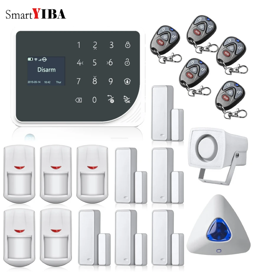 

SmartYIBA WIFI Alarmanlage Home Alarmes GSM GPRS SMS APP Wireless Alarmes Infared PIR Motion Door Sensor Allarme Casa Wireless