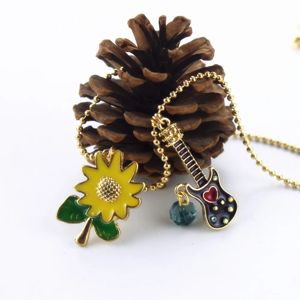

XQ Fashion jewelry wholesale enamel necklace gift new sunflower plants
