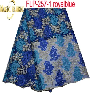 

2016 Latest African French Net Lace Fabric 5yards/lot,Embroidered Tulle Lce Fabric with rhinestone FLP-257