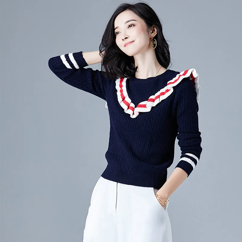 On Sale High Street Runway Sweaters Women Jumpers Luxury Tops 2018 Spring Fashion Ruffled 