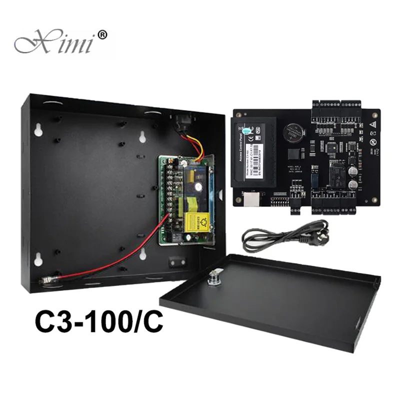 

1 Door Access Control Panel Wiegand ZK C3-100 TCP/IP One Door Access Control Board With 12V5A Power Supply Box Battery Connector