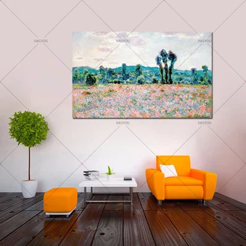 

Canvas Art Claude Monet Wild Poppies Nostalgic Landscape Handfmade Oil Painting Wall Picture Canvas Poster for Living Room