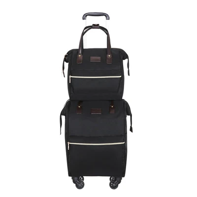 Портативная сумка на колесиках, чехол на колесиках и сумка на плечо, универсальный чехол из ткани Оксфорд, Чехол для багажа - Цвет: Set of black