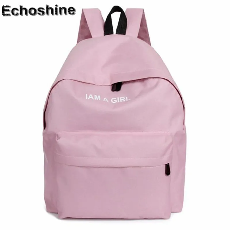 

New Fashion Boys Girls Unisex Canvas Rucksack Backpack I AM A GIRL Letters Print School Book Shoulder Bag Casual Travel Bags