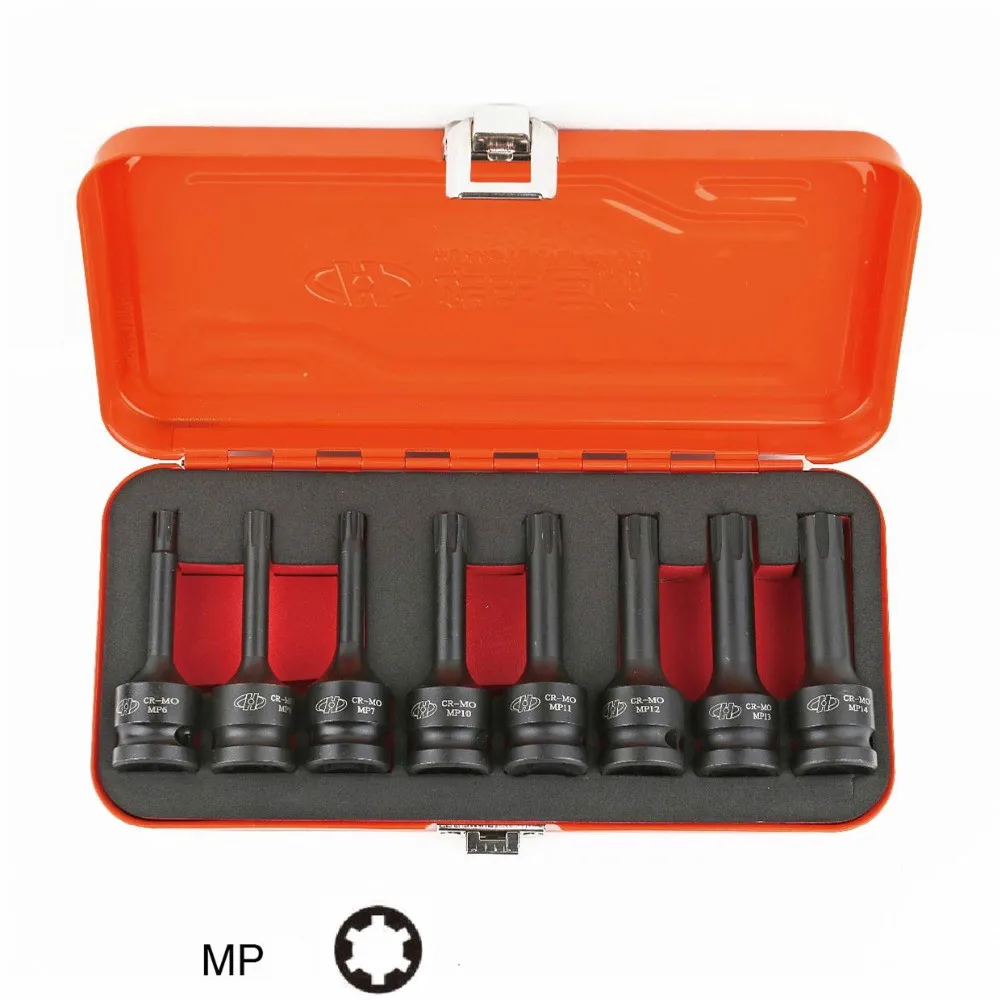 

1/2" Drive XZN Triple Square Spline Driver Impact Socket Wrench Set, Cr-Mo Steel Metric (MP6 - MP14) | 8 Piece Set