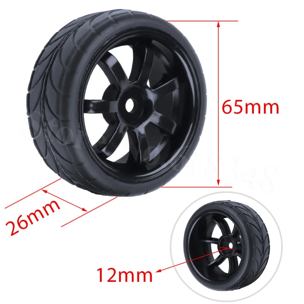 

4PCS 26mm RC Tire & Wheel Rim Hex 12mm with Foam Insert For 1/10 On Road RC Model Car Tyres