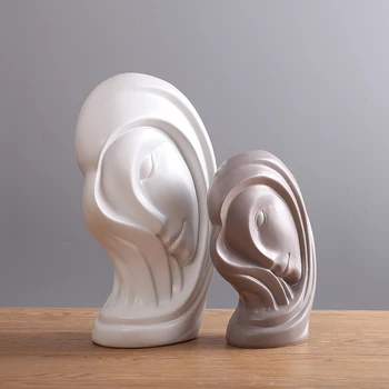 

Nordic gray white avatar design ceramic vase crafts figurine home decorations porcelain art head handicraft flower vase