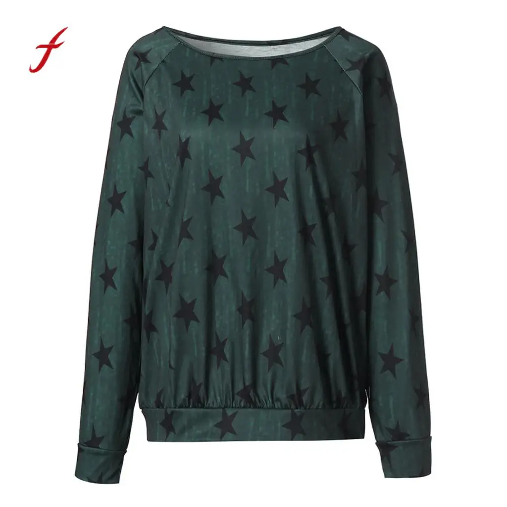 

T shirt women Long Sleeve Cotton Star Pattern Sweat Spring Autumn Casual Slim Women Tops T-Shirts Plus Size roupas Femininas