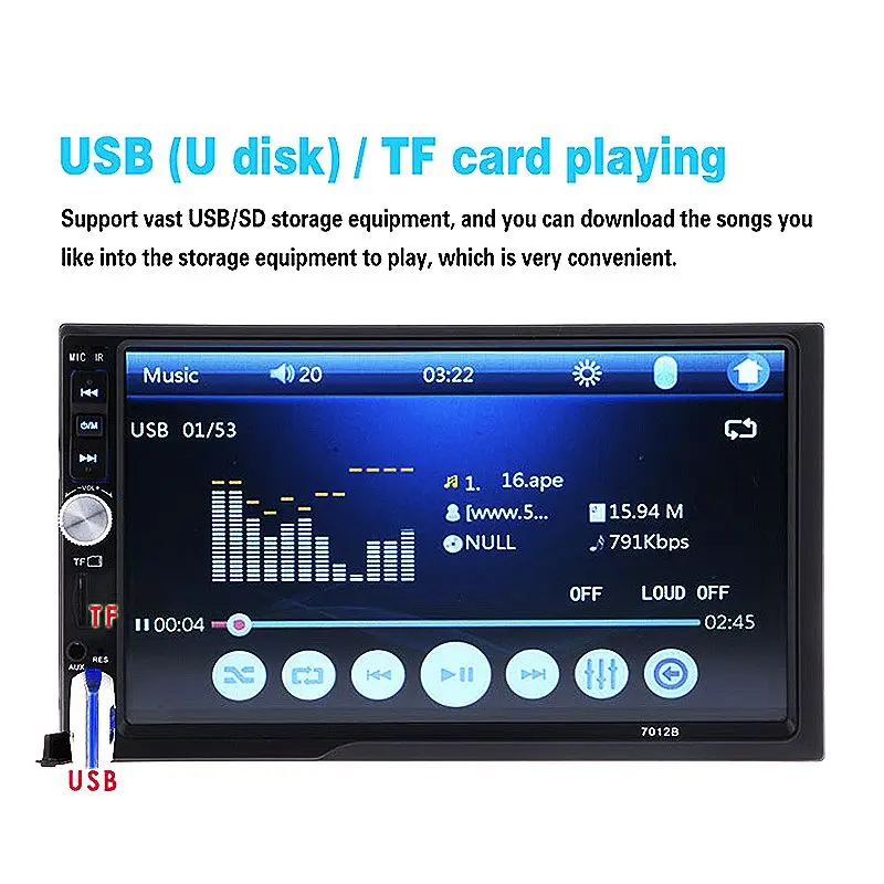 7012B 7 дюймов Bluetooth V2.0 аудио стерео сенсорный экран MP5 плеер Поддержка MMC