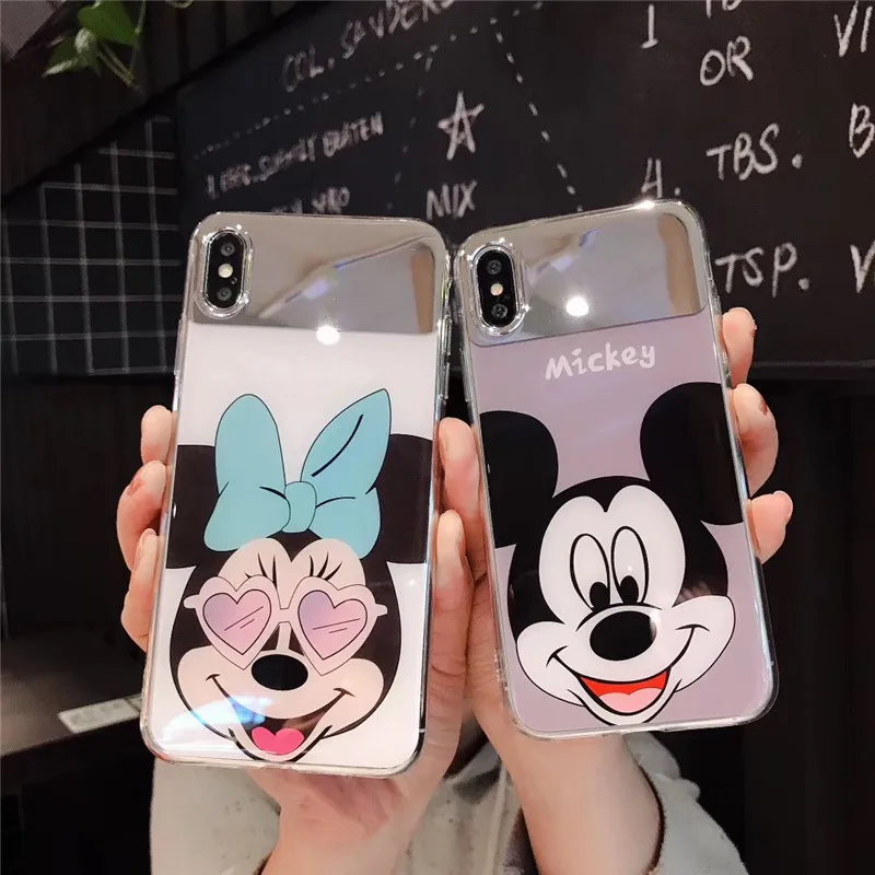 

High Quality Phone Case For iPhone X Xs Max Xr 8 7 5 6 s SE 5s 6 Plus 6sPlus 7Plus 8Plus Mickey Minnie Mirror Cover TPU Casing
