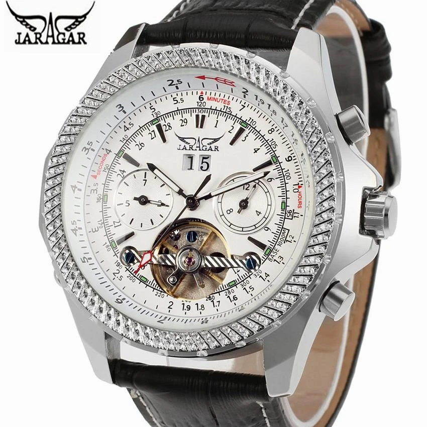 

JARAGAR Luxury Brand Mens Watches Mechanical Watch Tourbillon Automatic Watch Men Skeleton Calendar Relogio Masculino 2018