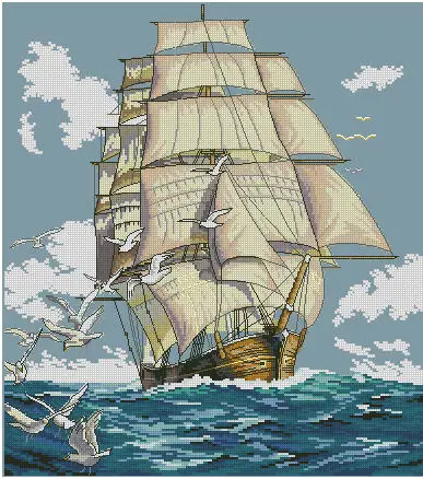 cs-1932 Cross Stitch Kit Clipper Ship Voyage Vessel Boat Sea Ocean  dim 03886