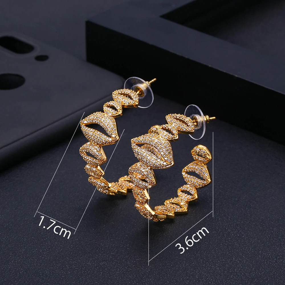 Janekelly модный geometricwer серьга для губы серьги для Для женщин аксессуары серьги с кубическим цирконием ювелирные украшения, женские серьги moda