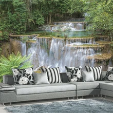Изготовленный На Заказ 3D печати DIY ткань и текстильные обои для стен матовый шелк для Гостиная двойной водопад природа зеленый домашний декор