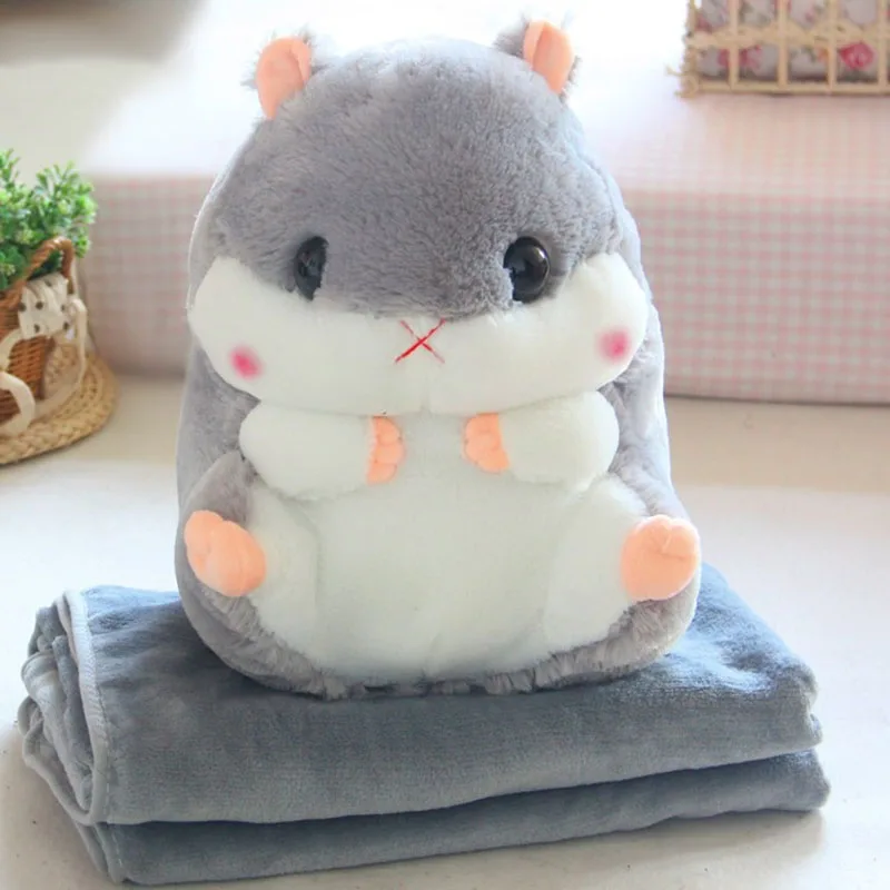 

2 in 1 Hamster Cushion Blanket Set Cute Plush Stuffed Throw Pillow with Blanket Toy LBShipping