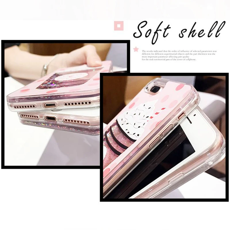 Чехол Kerzzil Bling для iPhone 6 6S 7 8 Plus динамический Жидкий блеск ледяной крем и кола
