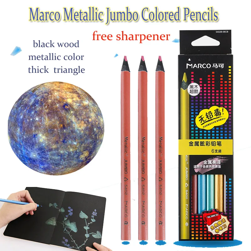 

lapis marco fine art metallic jumbo colored pencils soft core with pencil sharpener wooden oil color drawing pencil for magic