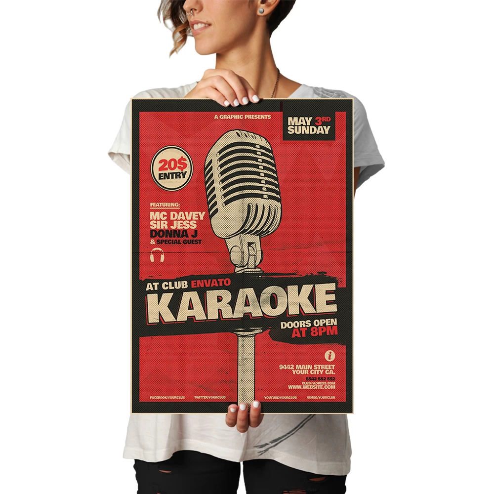 New Arrival Retro Rock Music Creative Kraft Paper Poster Wall Decoration Painting Restaurant Coffee Shop Music Line Stickers Wall Stickers Aliexpress